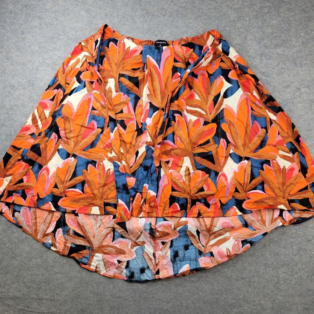 Who What‎ Wear Skirt Womens 6 Orange Floral Print Asymmetrical Hem Midi Lined